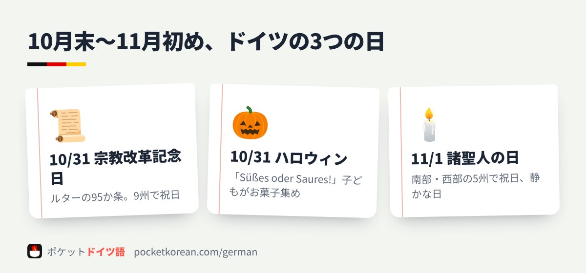10月末〜11月初め、ドイツの3つの日