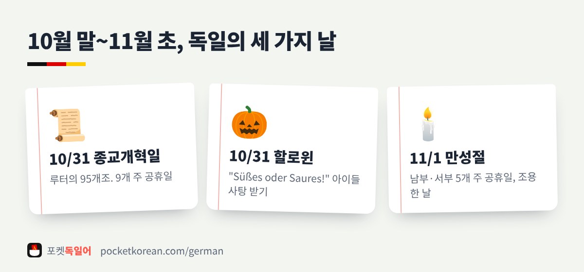 10월 말~11월 초, 독일의 세 가지 날